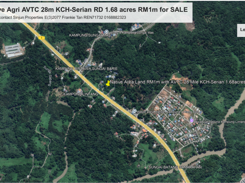 Native Agr AVTC 28miles KCH-Serian Rd 1.68 acres RM1m for SALE