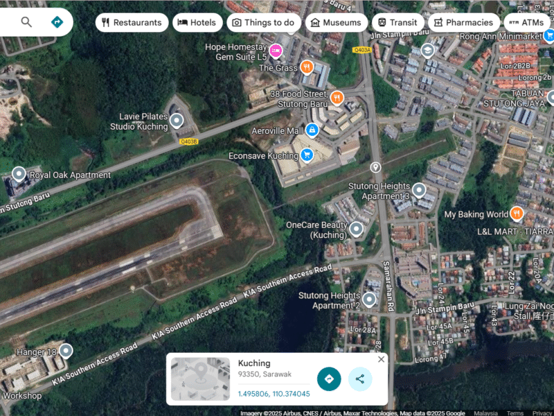 Kuching International Airport RUNWAY Cut-thru by NEW ROAD